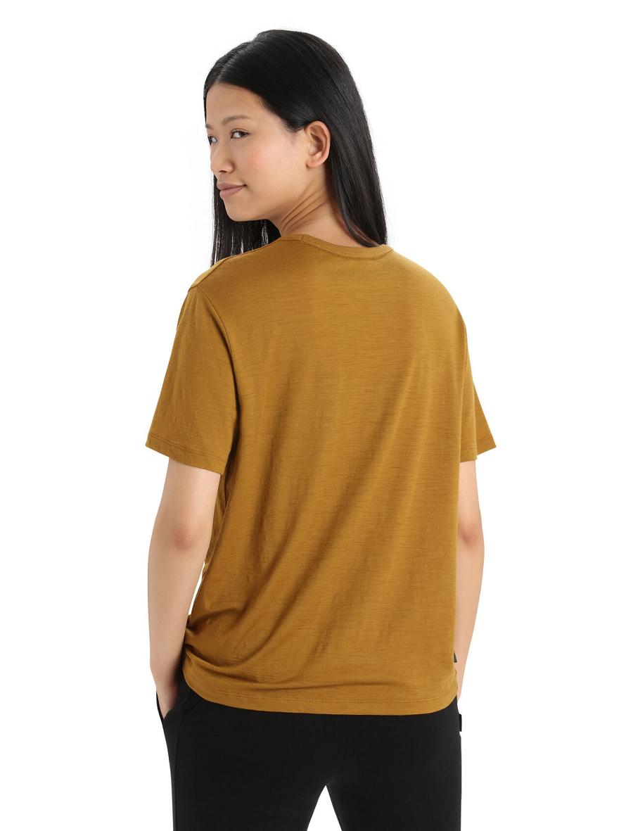 Clove Women's Icebreaker Merino Granary Short Sleeve T Shirts | USA 1581XYUF